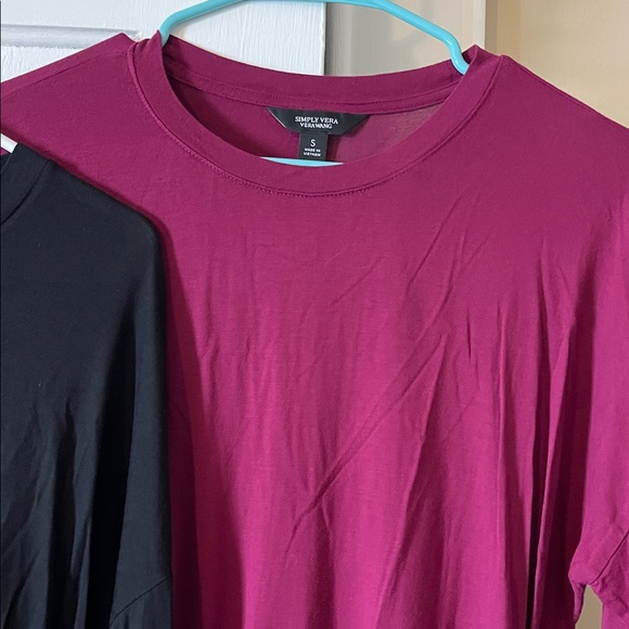 Simply Vera Vera Wang Black and Magenta Long Sleeve Tops - Picture 4 of 6